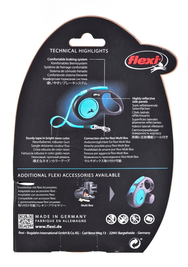 Flexi New Neon S 5 m utdragbart koppel för hundar