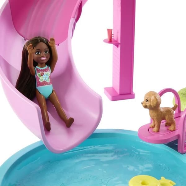 Barbie - Drømmepool Legesæt - Rutsjebane og Jacuzzi - Mere end 20 Tilbehør - Barbie - JFP01