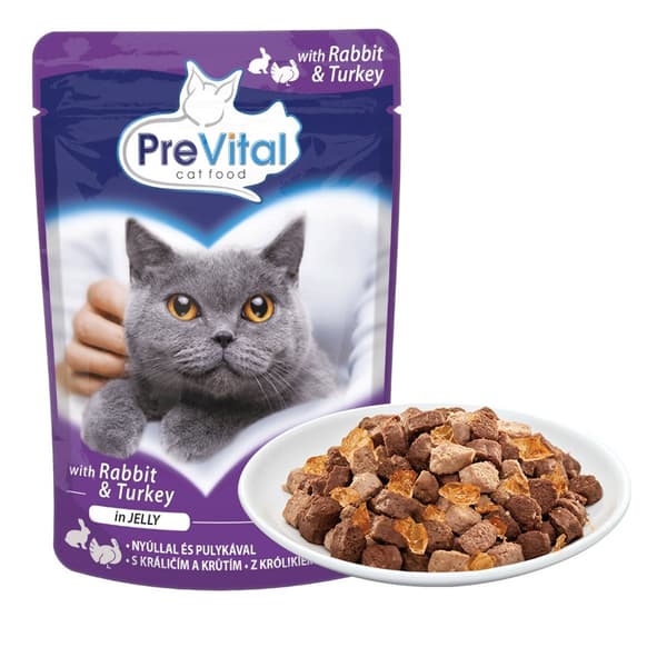 PREVITAL Kalkon och kanin i gelé - våtfoder för katter - 100 g