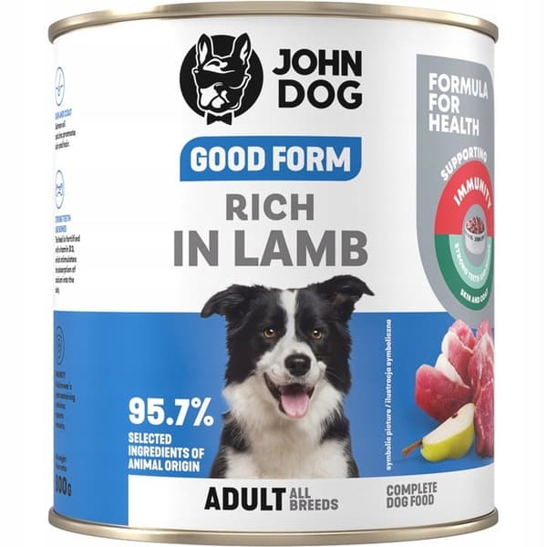 JOHN DOG Good Form Rig på lam - vådfoder til hunde - 800 g