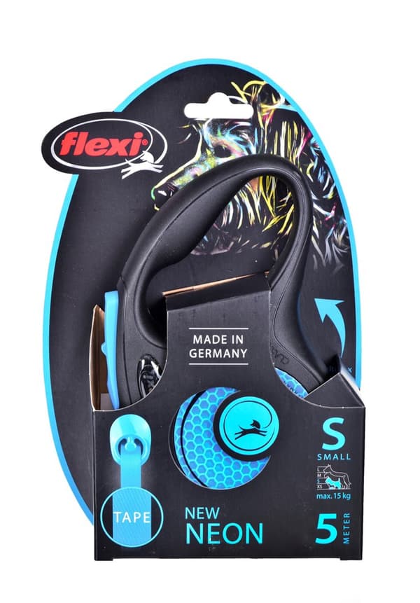 Flexi New Neon S 5 m utdragbart koppel för hundar