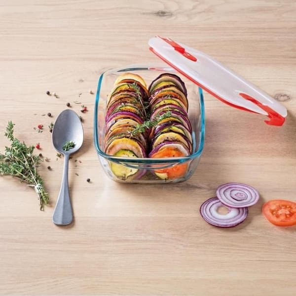 PYREX - COOK & HEAT - Rektangulær glaskasse med låg 17 * 10 cm
