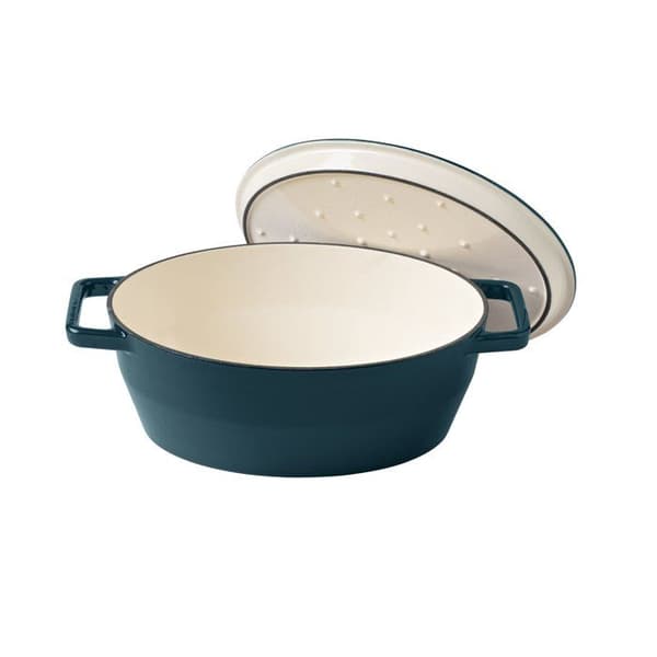 Oval gryta - PYREX - Långkok - 29 cm - Gjutjärn - Djupblå