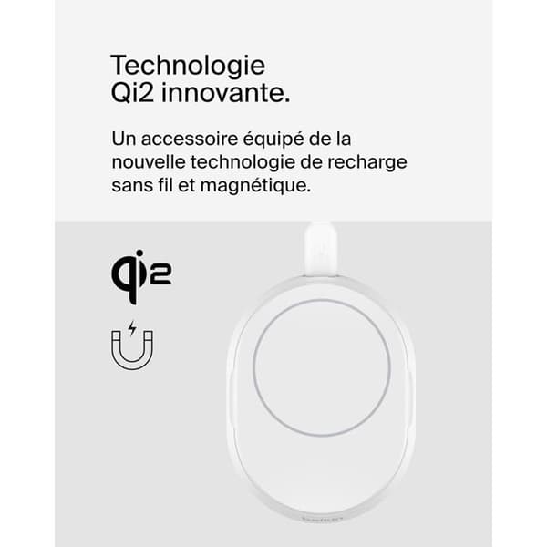 Magnetisk ladestation - BELKIN - Qi2 - 15W - Hvid