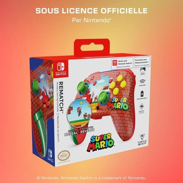 Gamepad - Nintendo Switch - Rematch Mario Bricks - Trådløs - Rød - Turtle Beach
