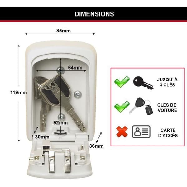 MASTER LOCK Säkert nyckelskåp - Storlek M - Vit - Nyckellåda - Säker förvaring