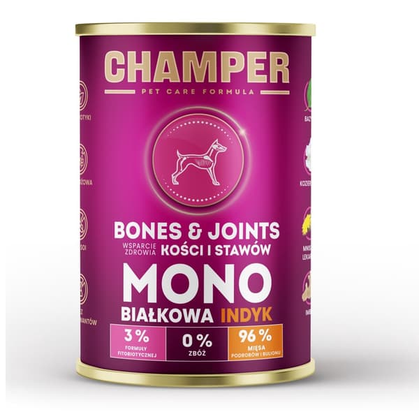 CHAMPER Bones & Joints Monoprotein Kalkun - vådfoder til hunde - 400 g