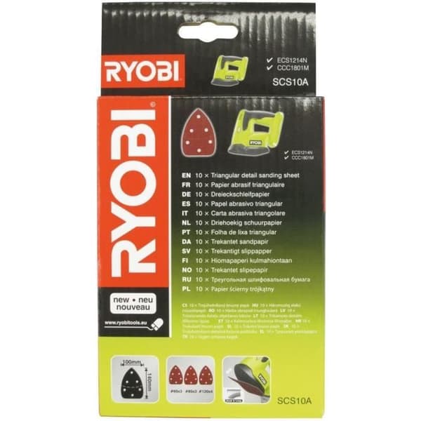 RYOBI sortiment med 10 selvklæbende slibemidler