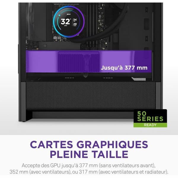 Micro-ATX mid-tower-chassi - NZXT - H3 Flow - Anmärkningsvärt luftflöde - Vit - Stor grafikkortsstorlek