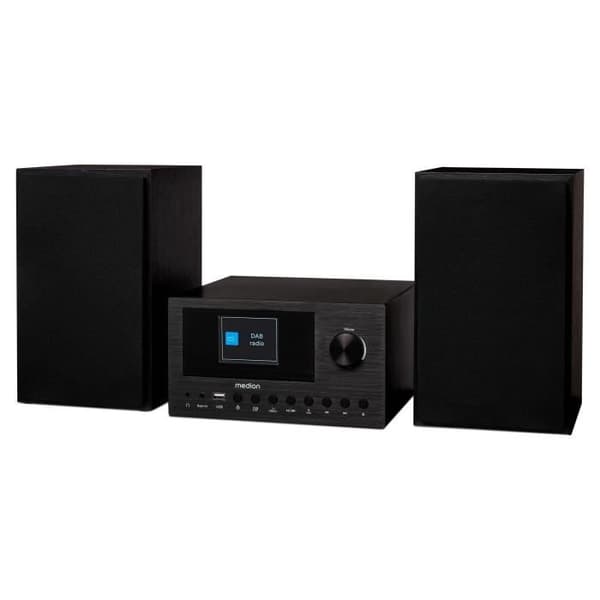Mini HiFi-system - MEDION - DAB/FM internetradio - CD-afspiller - 2x150W - sort