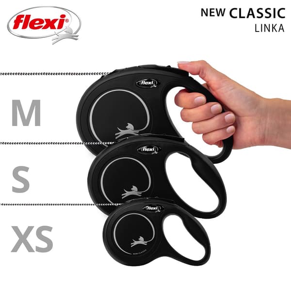 Flexi New CLASSIC 5 m musta koiran kelahihna