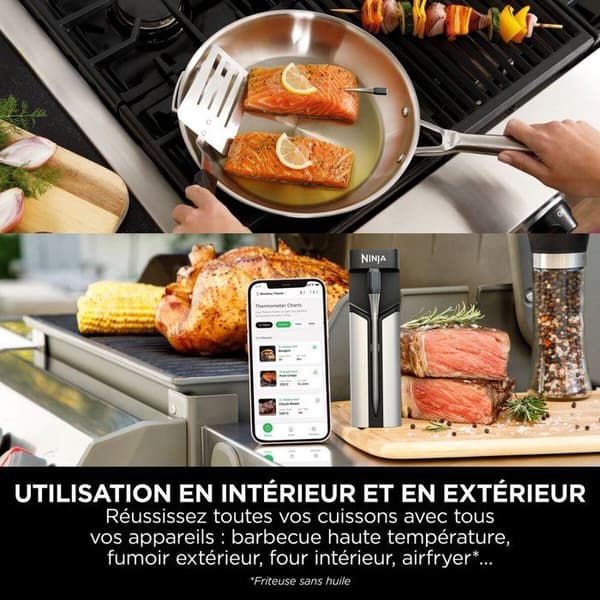 NINJA Connected Termometer Probe - WP100EU - Trådlös ProChef - Bluetooth/Wi-Fi-spårning - För matlagning och grillning
