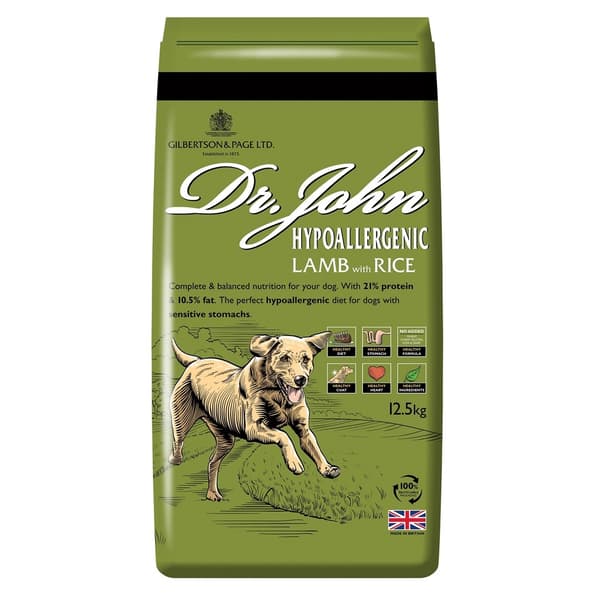 DR JOHN Hypoallergenisk lam med ris - tørfoder til hunde - 12,5 kg