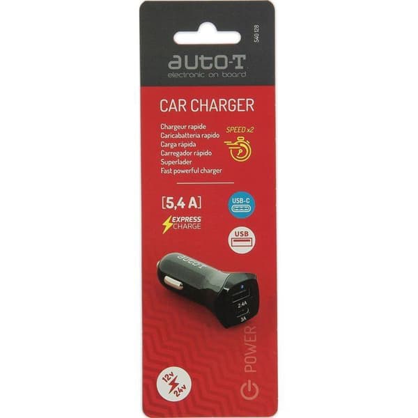 Stikkontakt - AUTO T - 540128 - 12/24 V - USB - USB-C