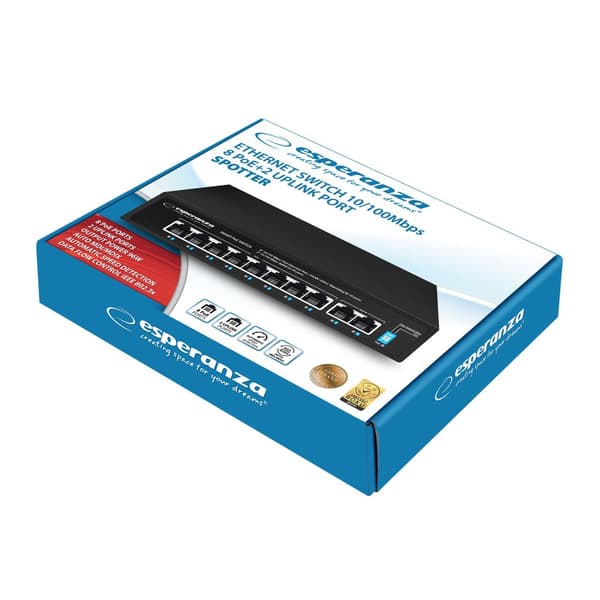 Esperanza ENS106 10-portars PoE-switch 10/100 96W