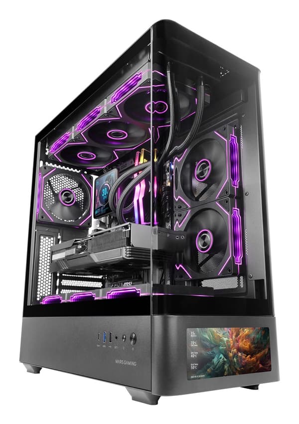 Mars Gaming MCLCDPRO computerkabinet Midi Tower Sort