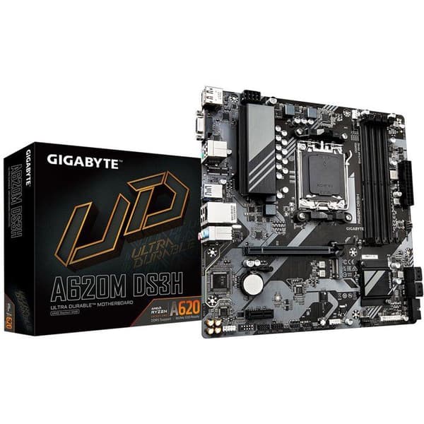 Moderkort - GIGABYTE - A620M DS3H - Micro-ATX-format - AMD A620-chipset - DDR5 och PCIe 4.0