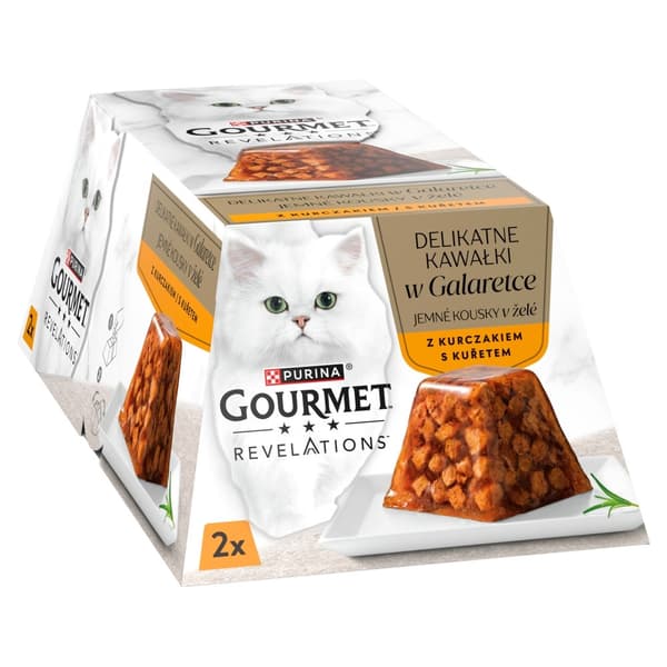PURINA Gourmet Revelations Chunks i gelé med kylling - vådfoder til katte - 2x57g