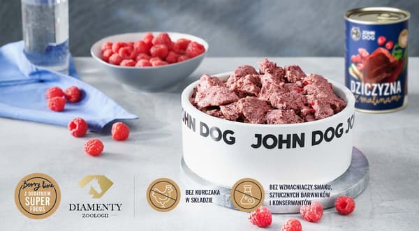 JOHN DOG Berry Line Adult Game med hindbær - vådfoder til hunde - 800 g