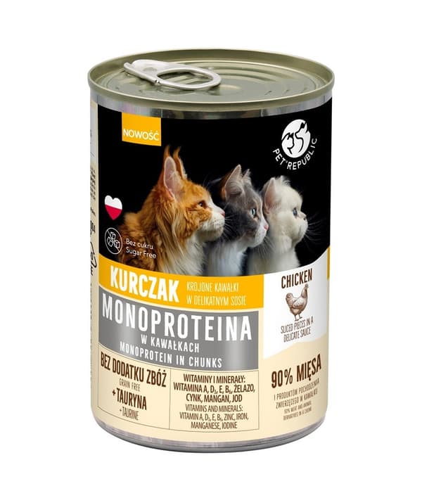 PET REPUBLIC Monoprotein Kyckling i sås - våtfoder för katter - 400 g