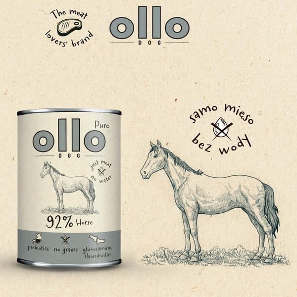 OLLO Pure Horse - vådfoder til hunde - 400 g