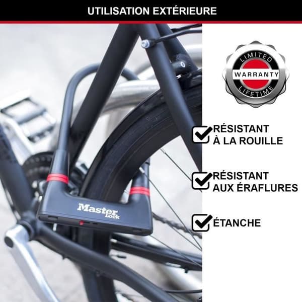 U-cykellås - MASTER LOCK - 8279EURDPRO - Hærdet stål, nøgle, certificeret