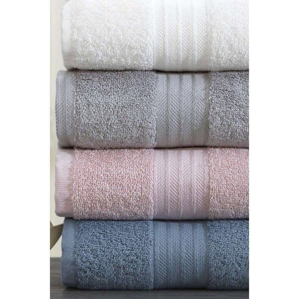 Set med 4 handdukar - 50 x 85 cm - Vit, Grå, Rosa, Blå