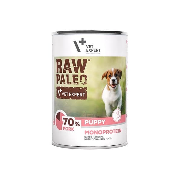 VETEXPERT Raw Paleo Puppy Monoprotein Pork - våtfoder för valpar - 400 g