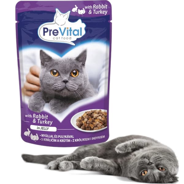 PREVITAL Kalkun og kanin i gelé - vådfoder til katte - 100 g