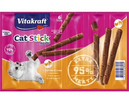 Vitakraft Cat Stick torrfoder för katter Lamm, Kalkon 36 g
