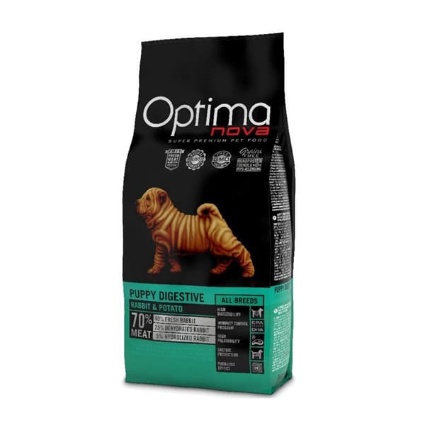 OPTIMANOVA Puppy Digestive Kanin & Kartoffel - tørfoder til hunde - 12 kg