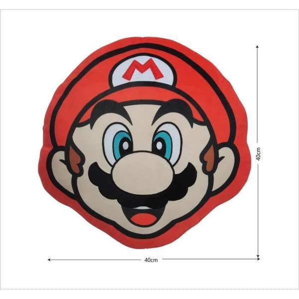 3D-kudde - MARIO BROS - Mario-ansikte - Mikrofiber - 40 cm