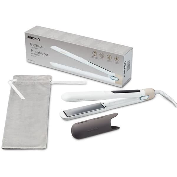 Plattång - MEDION - MD19925 - 56 W - 5 program - 165 till 210 °C - LED-display - Vit