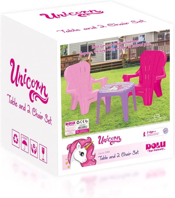 Dolu Enhörning Rosa Bord med Stolar