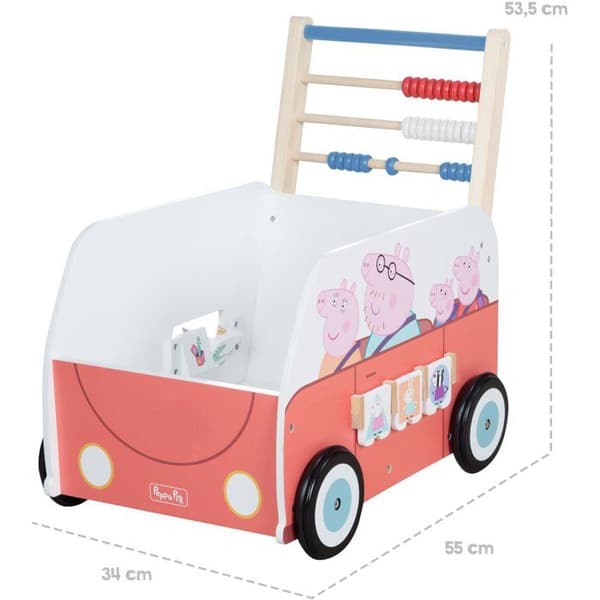 Multifunktionell rullator - ROBA - Peppa Pig - Med bussformat aktivitetscenter - Koraal