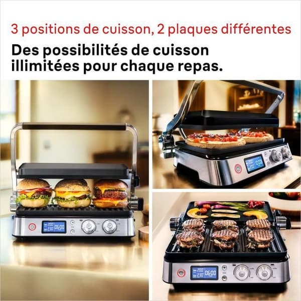 Multifunktionsgrill - BRAUN - Multi Grill 9 - 2000 W - 3 varmeniveauer - Sort / Stål
