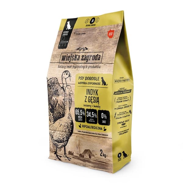 WIEJSKA ZAGRODA Kalkun med gås M - tør hundefoder - 2 kg