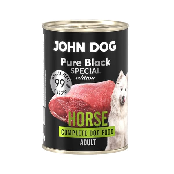 JOHN DOG Pure Black Special Edition Mono Horse - vådfoder til hunde - 400 g