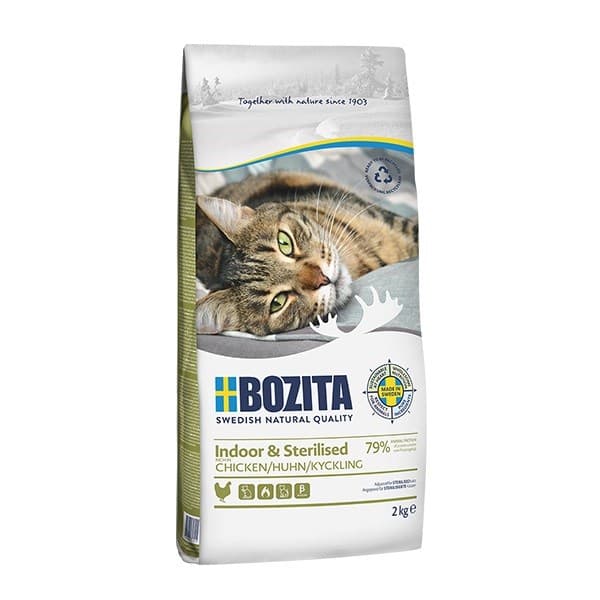BOZITA Indoor & Sterilised Chicken – torrfoder för katter – 2 kg