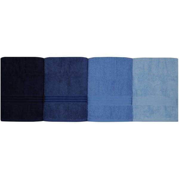 Set med 4 badhanddukar - 70 x 140 cm - Blå