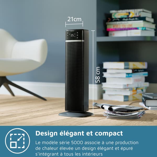 Elektrisk varmeblæser - 2000 W - Philips - 5000-serien - Søjlemodel - Mørkegrå