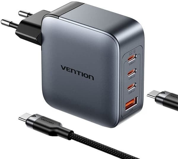 Vention 100W oplader 1xUSB-A 3xUSB-C + kabel