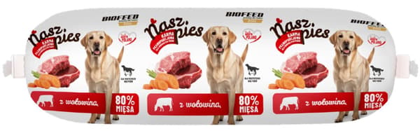 BIOFEED Nasza Pies Bar med oksekød – vådfoder til hunde – 1000 g