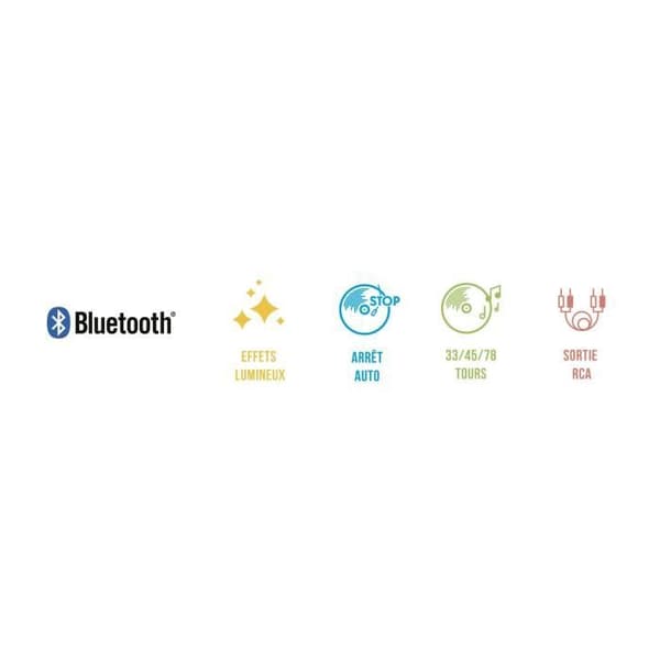 Levysoitin - BIGBEN INTERACTIVE - Valaistu levysoitin - Hihnaveto - Bluetooth - Valotehosteet