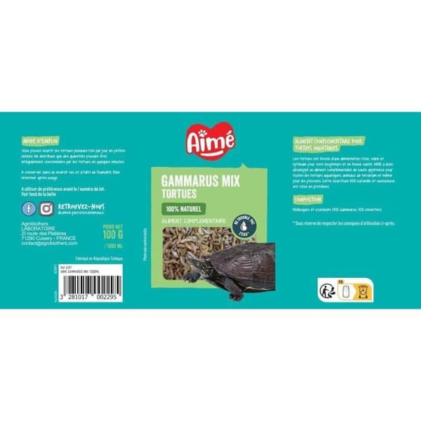 AIME Hovedfoder Gammarus Rejer - Til skildpadder - 1 l