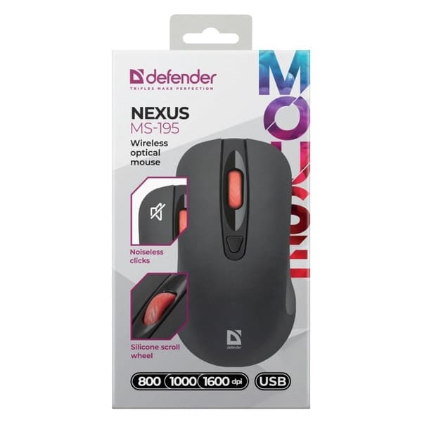 MOUSE DEFENDER NEXUS MS-195 RF HILJAINEN MUSTA