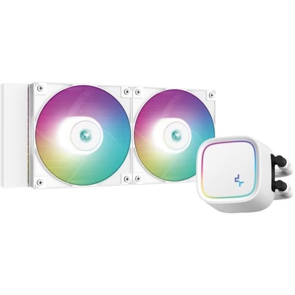 Vandkøling AIO - DEEPCOOL LE520 - 2x 120 mm ARGB-blæsere - Hvid