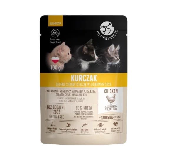 PET REPUBLIC Junior Kyckling i en delikat sås - våtfoder för katter - 100 g
