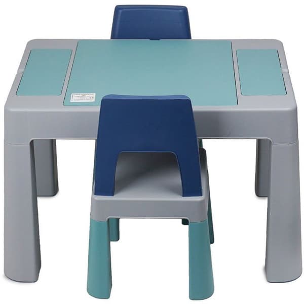 Multifunktionellt lekbord - THERMOBABY - MULTIPLAY - Med 2 stolar - Grå/Blå