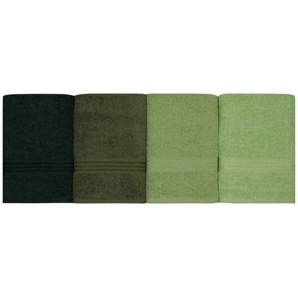 Sæt med 4 badehåndklæder - 70 x 140 cm - Grøn